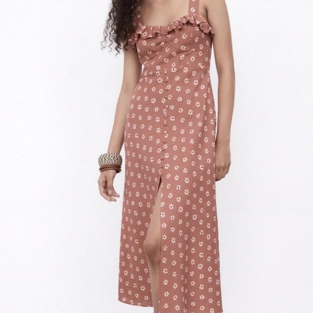 Zara Women's Pink and Brown Dress